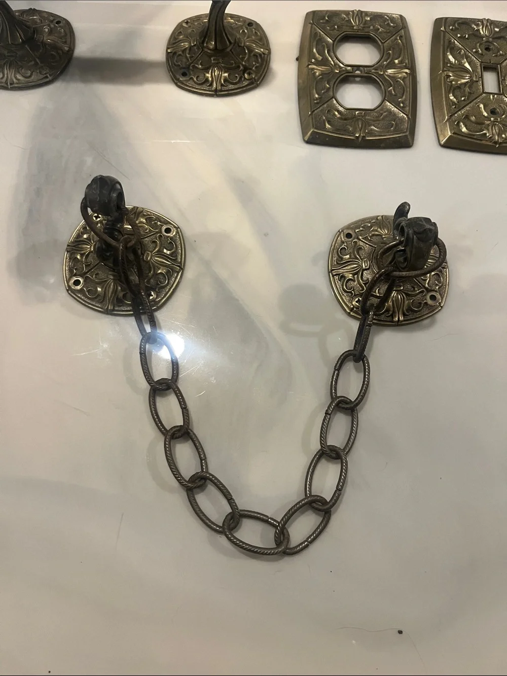 Vintage Brass-Tone Wall Hook & Decorative Hardware Set
